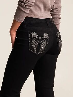 Miss Me Black Skinny Jeans with Embellished Back Pockets Womens 26 X 32